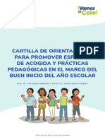 Cartilla de Orientaciones para Promover Espacios de Acogida y Prácticas Pedagógicas en El Marco Del Buen Inicio Del Año Escolar