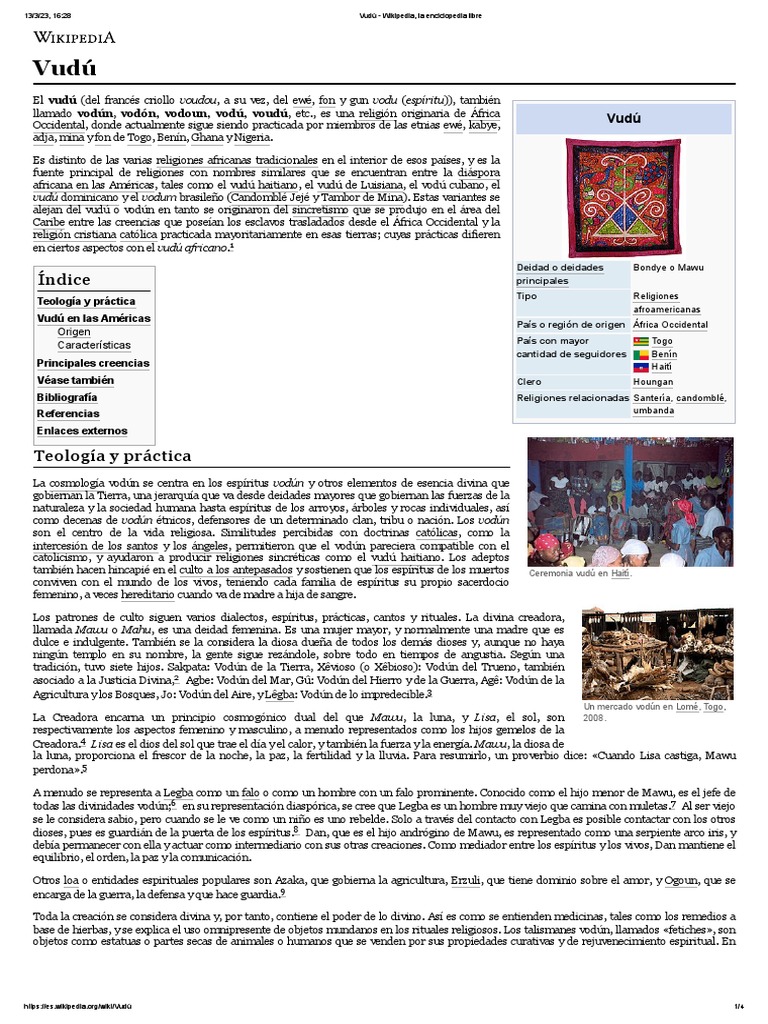 Vudú - Wikipedia, La Enciclopedia Libre | PDF | Religión étnica ...