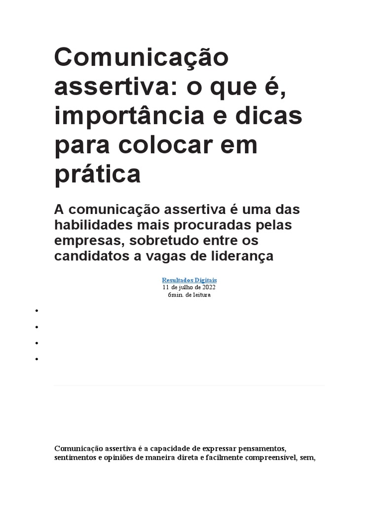 Comunicação Assertiva Pdf Comunicação Liderança