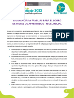 Sugerencias A Familias para El Logro de Metas de Aprendizaje - 3 Años Nivel Inicial