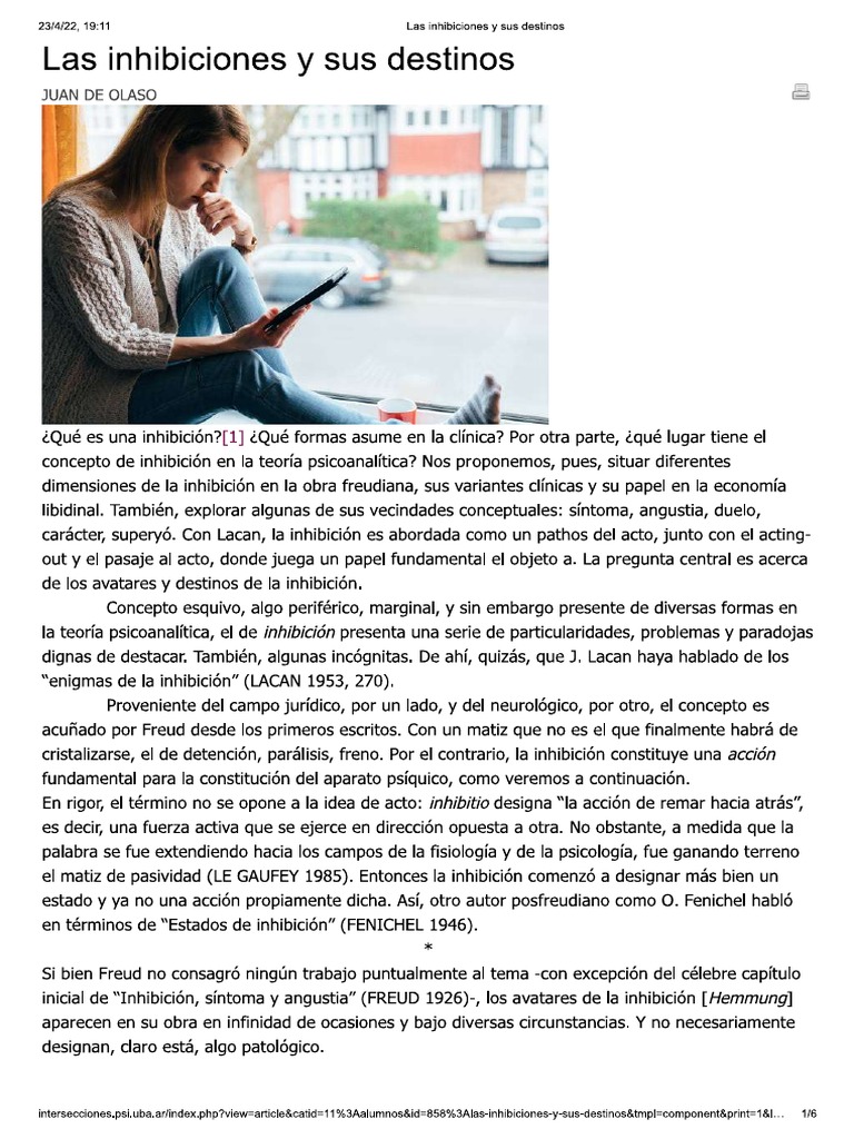 Las Inhibiciones y Sus Destinos PDF | PDF