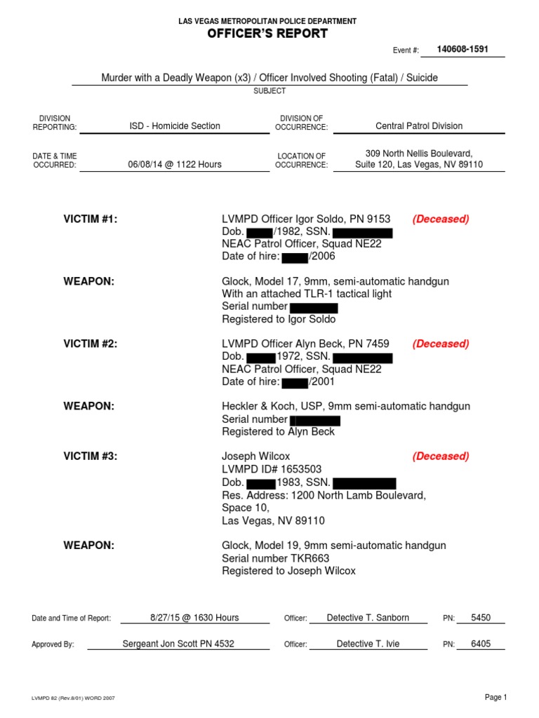 Las Vegas Officer-Involved Shooting Report | PDF | Firearms ...
