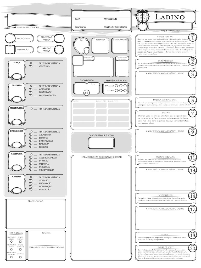 DND 5e - Ficha - Ladino - Editável PDF | PDF