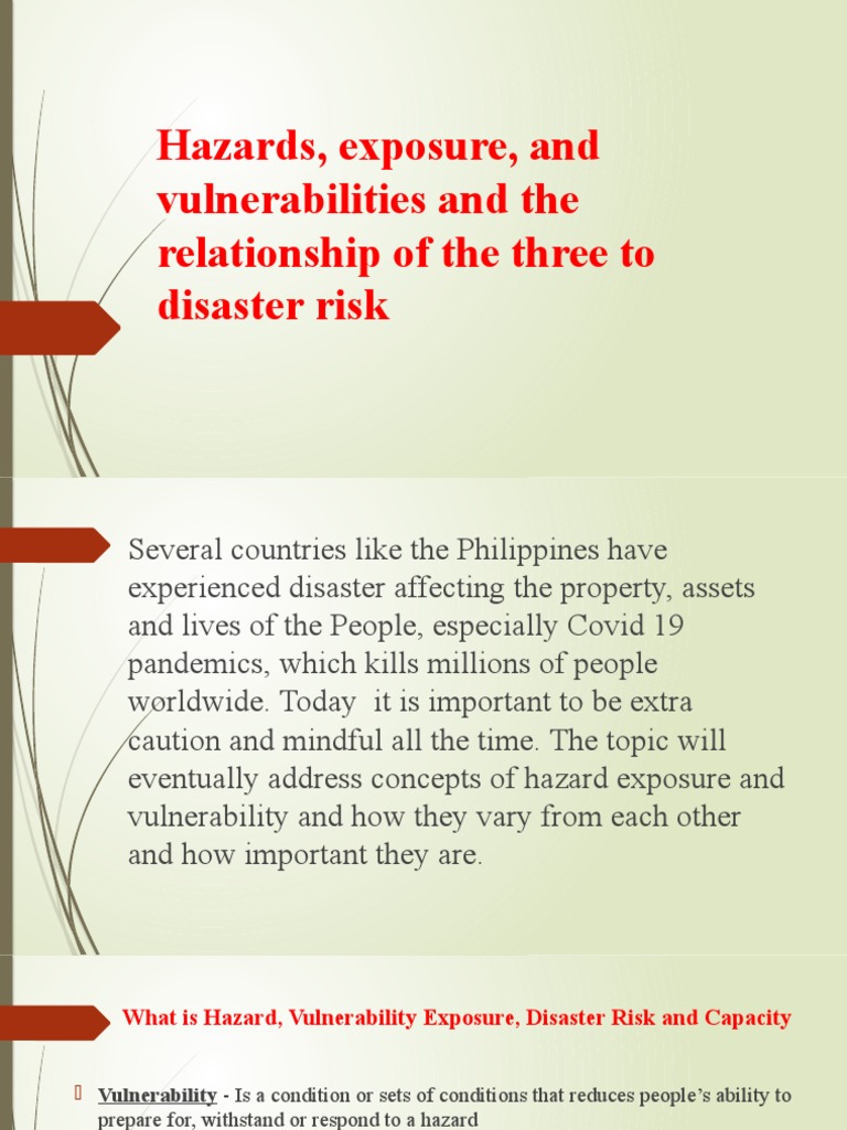 Drrr week 4 lesson 2 hazards exposure and vulnerabilities and their