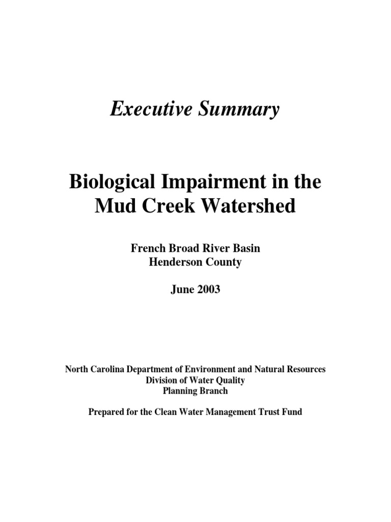 Mud Creek Bio Impairment Report PDF Stormwater Stream