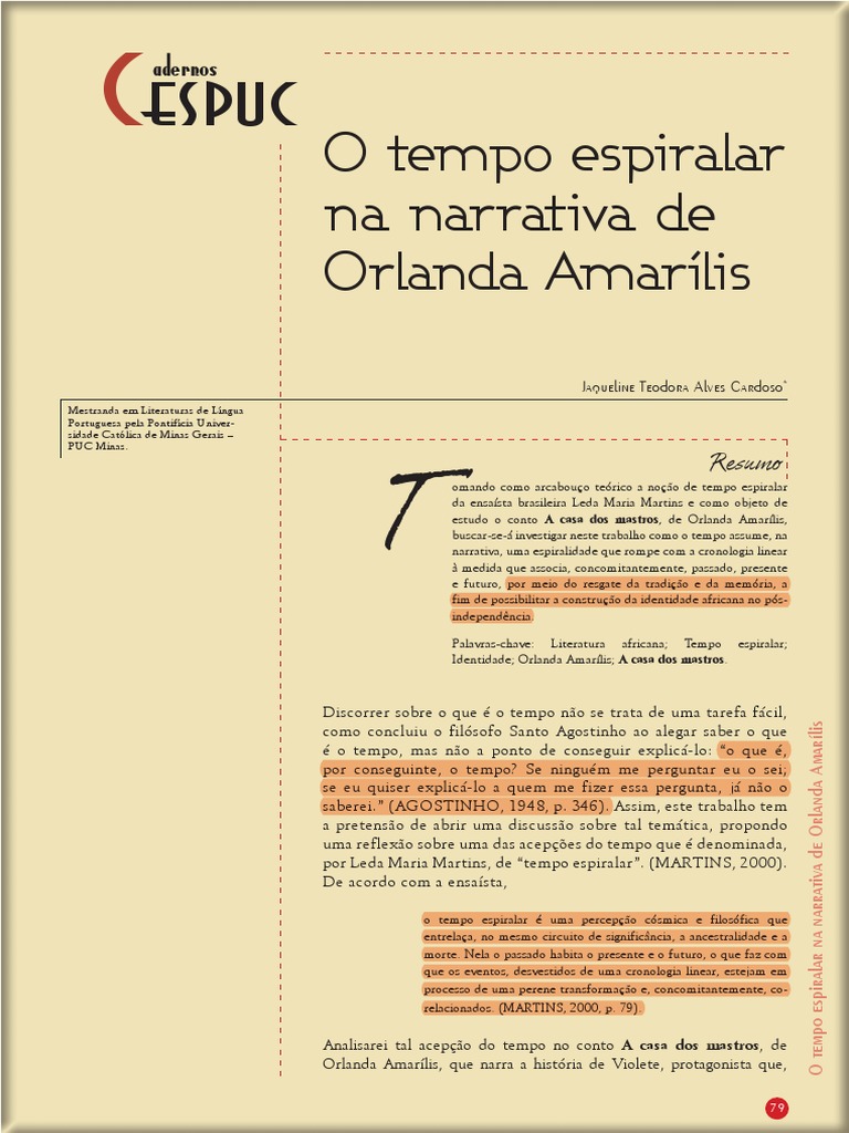 tempo espiralas na narrativa de Orlanda Amarílis PDF Tempo Narrativa