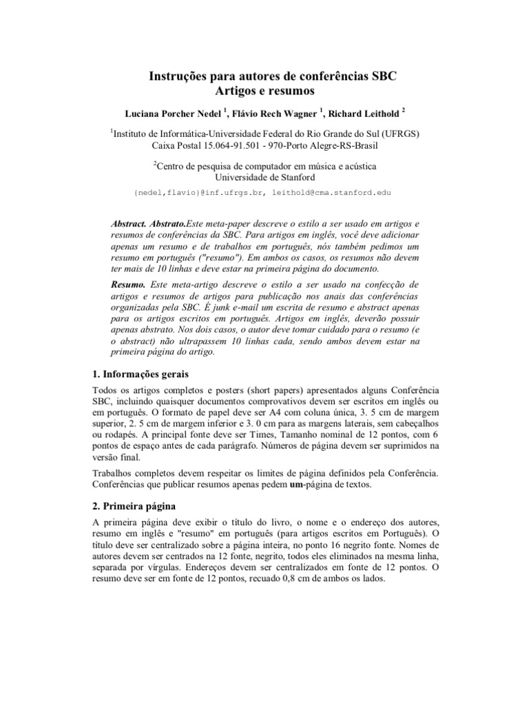 SBC Template Traduzido PDF Abstract (resumo) Português (idioma)