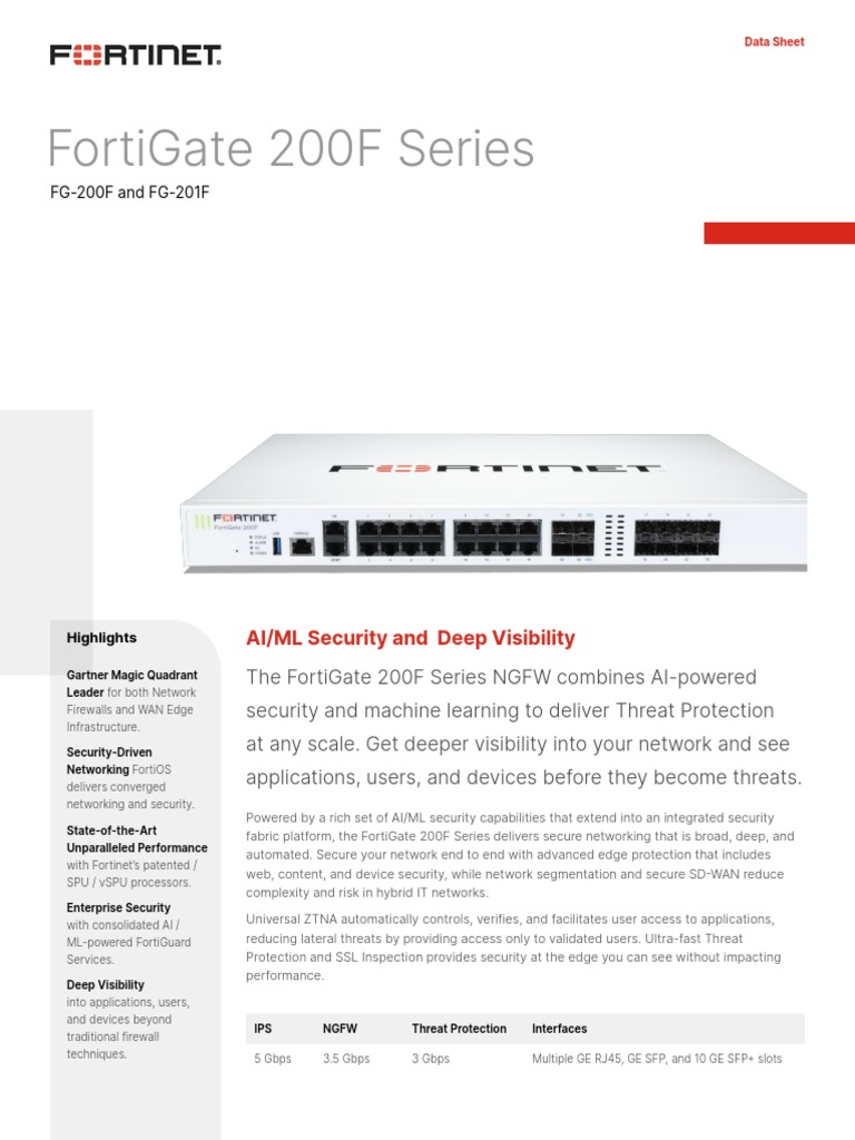 Fortigate 200f Series | PDF | Computer Network | Computer Security