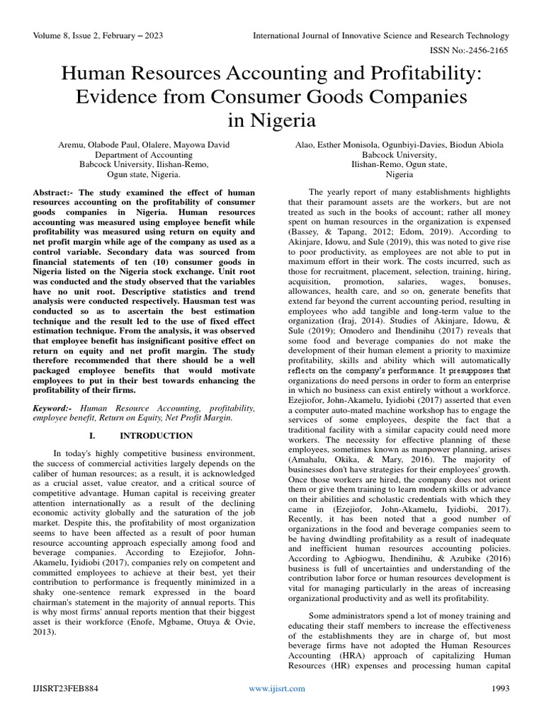 Human Resources Accounting Impact on Profitability | PDF | Human ...