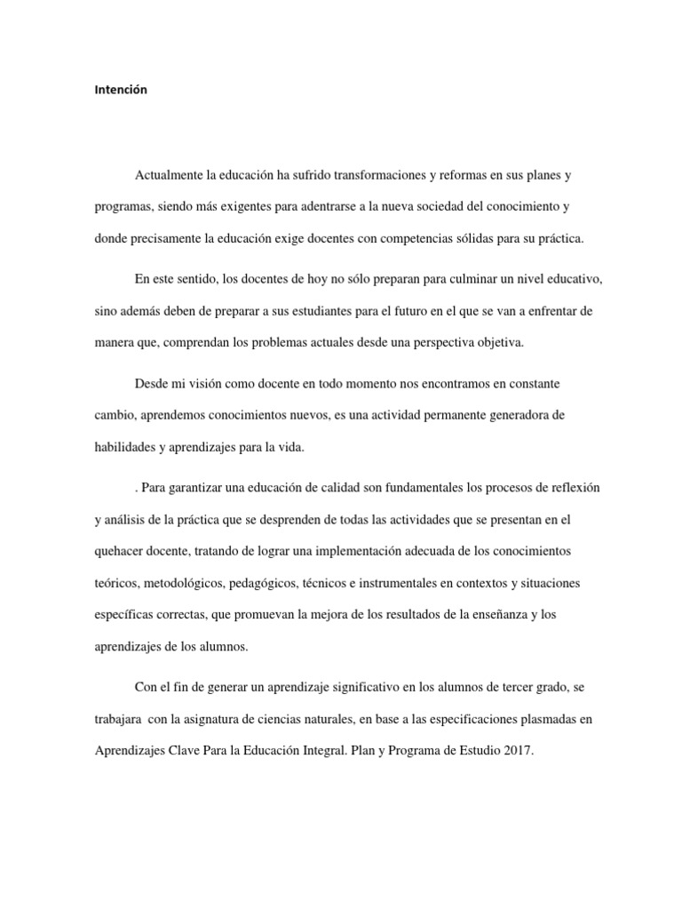 Intención y Planificación | PDF | Evaluación | Enseñando