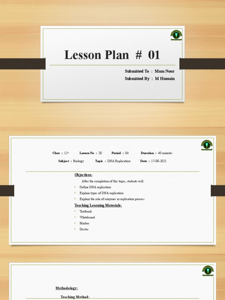 Lesson Plan 01 | PDF | Dna | Dna Replication