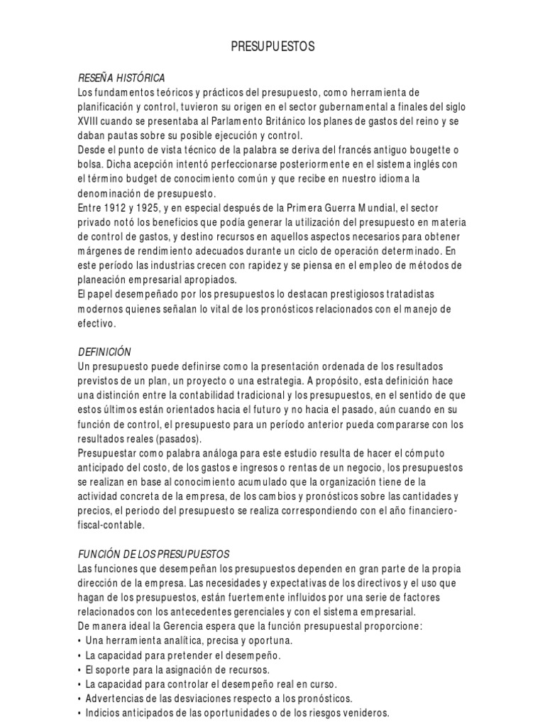 Fundamentos y Clasificación de Presupuestos | PDF | Presupuesto | Economias