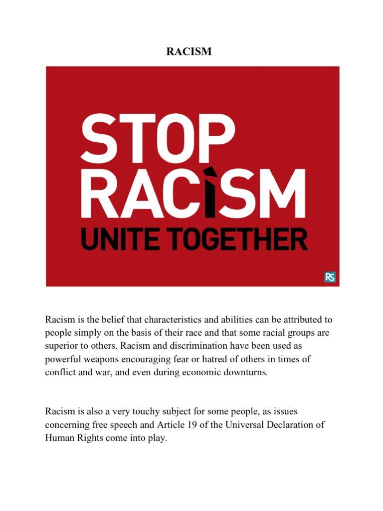 RACISM | PDF | Racism | Discrimination &amp; Race Relations