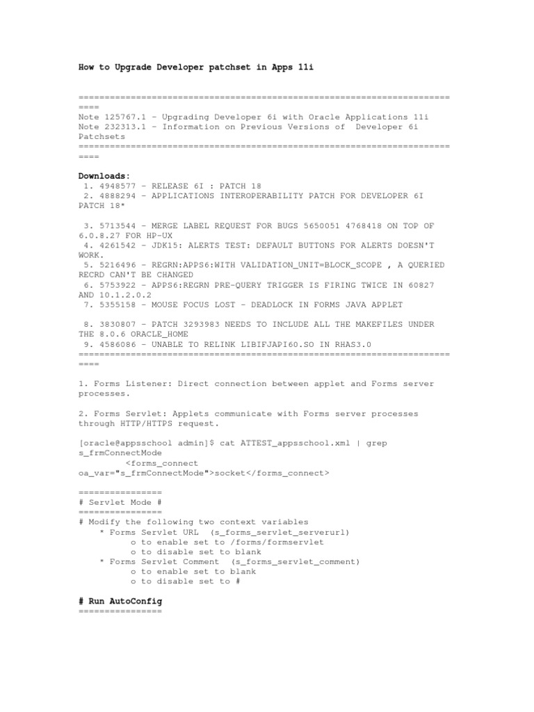 How To Upgrade Developer Patchset in Apps 11i | PDF | Java Servlet ...