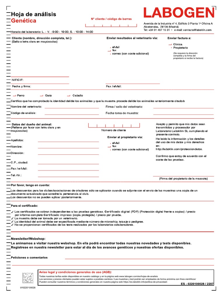 2022 Laboklin Genetica - Sin Precios | PDF