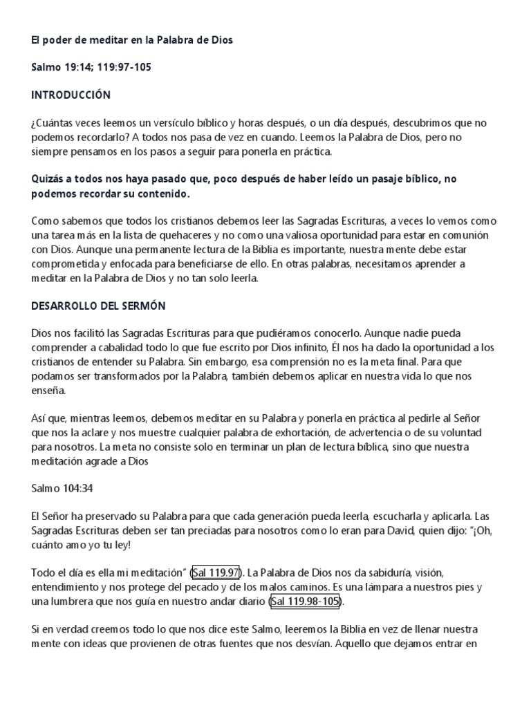 El Poder de Meditar en La Palabra de Dios | PDF | Dios | Biblia