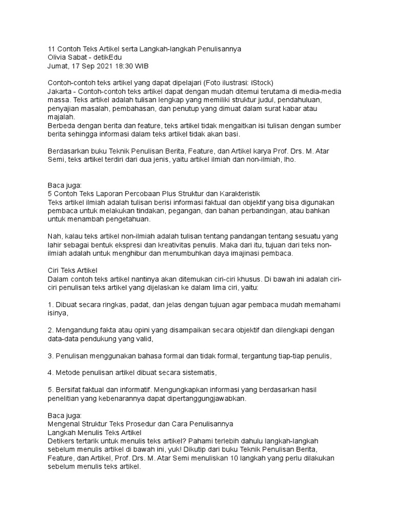 Image Result For Contoh Teks Artikel Serta Langkah Langkah Penulisannya