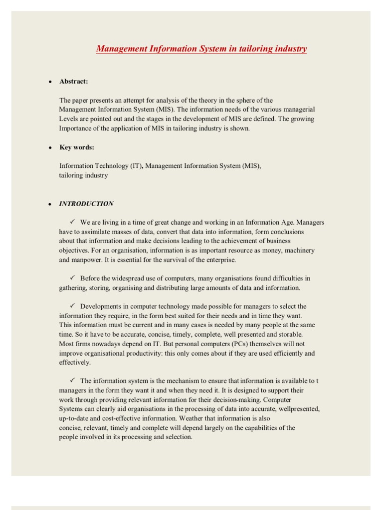 MIS Case Study for MBA Students | PDF | Management Information System ...