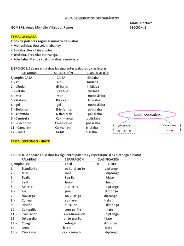 Ejercicios de Ortografía para Octavo | PDF | Voz humana | Lingüística