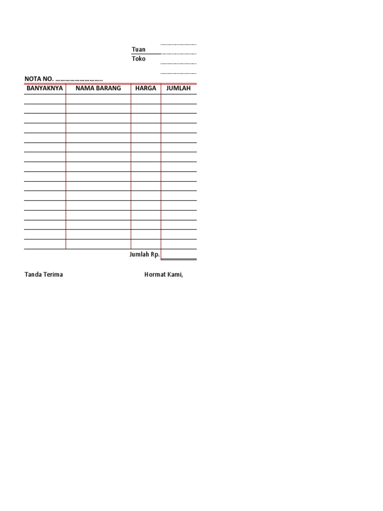 Nota Kontan Excel | PDF
