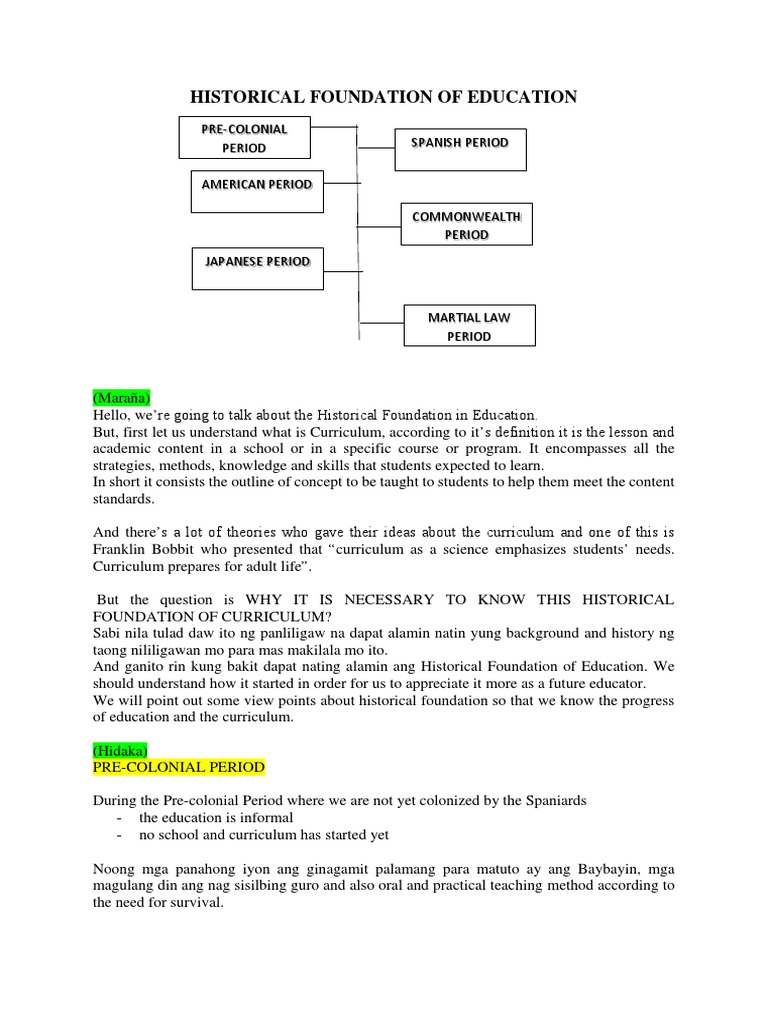 Historical Foundations of Education Explained | PDF | Curriculum