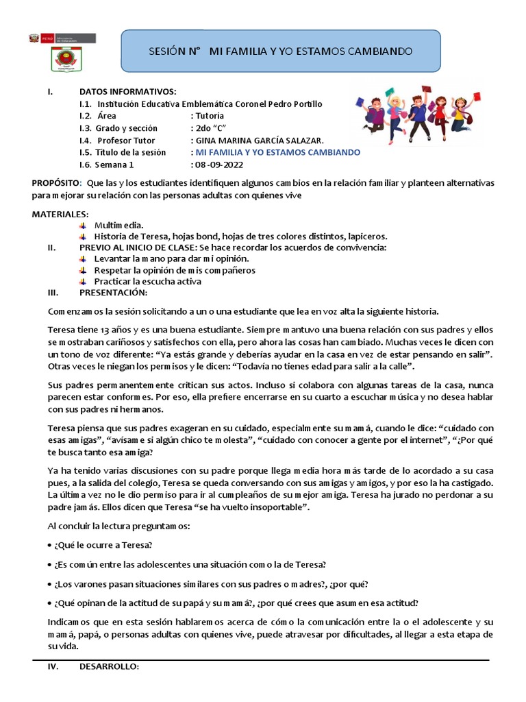Sesión - Mi Familia y Yo Estanos Cambiando | PDF