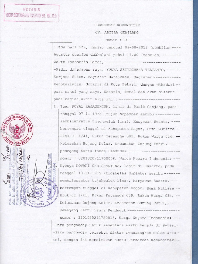 Akta Perusahaan | PDF