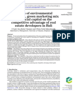 Effects of Environmental Orientation, Green Marketing Mix and Social Capital On The Competitive Advantage of Real Estate Developers