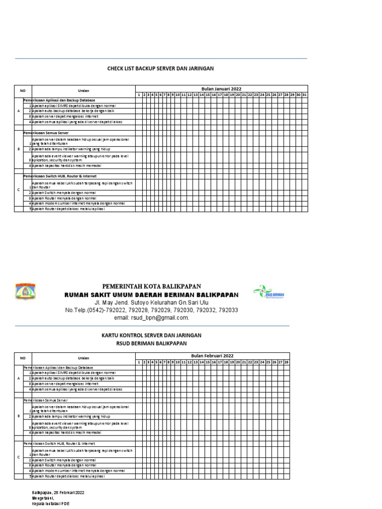 Cek Backup Server dan Jaringan RSUD | PDF | Teknologi & Rekayasa