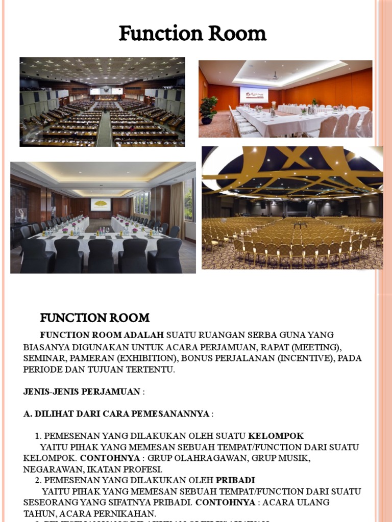 Jenis dan Fungsi Function Room | PDF | Griya & Taman | Seni