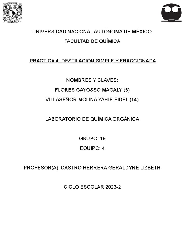 INF4 Eq4 C6y14 PDF | Descargar gratis PDF | Destilación | Líquidos