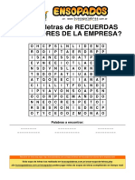 Sopa de Letras de Recuerdas Los Valores de La Empresa PDF