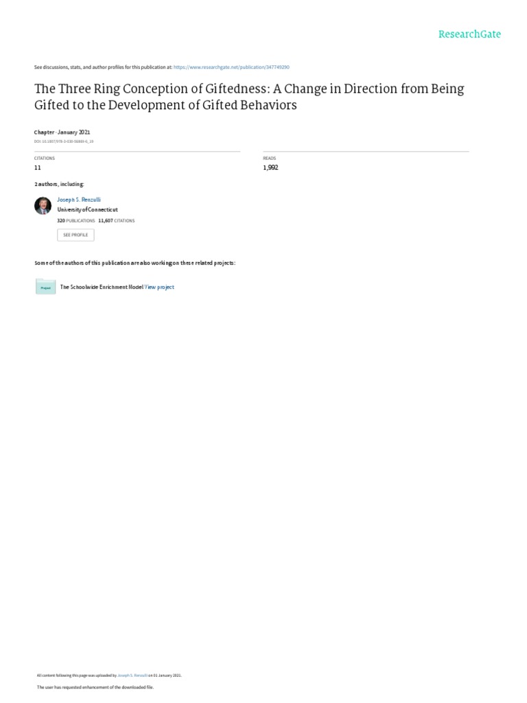 Renzulli's Three-Ring Giftedness Model | PDF | Science & Mathematics
