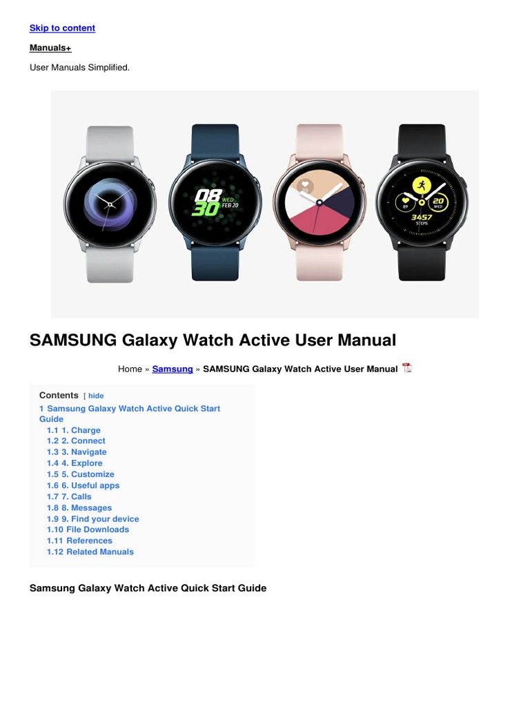 Galaxy Watch Active Manual PDF Samsung Electronics Smartphone