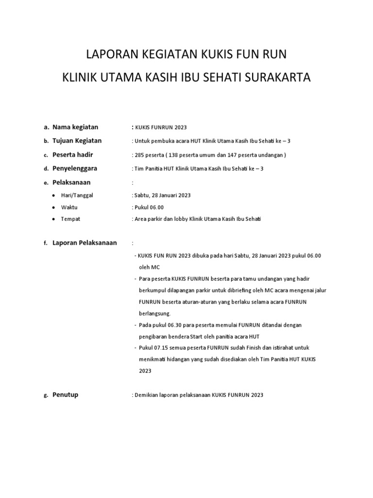 Laporan Kegiatan Kukis Fun Run | PDF | Teknologi & Rekayasa