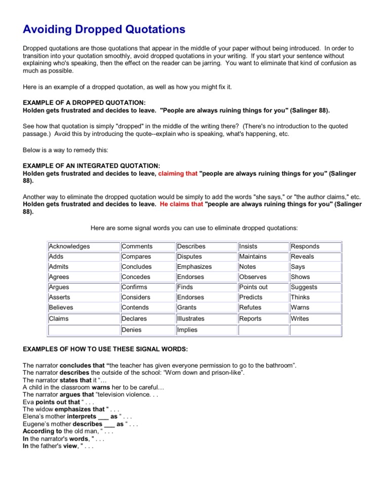 Avoiding Dropped Quotations | PDF | Philosophy | Self-Improvement