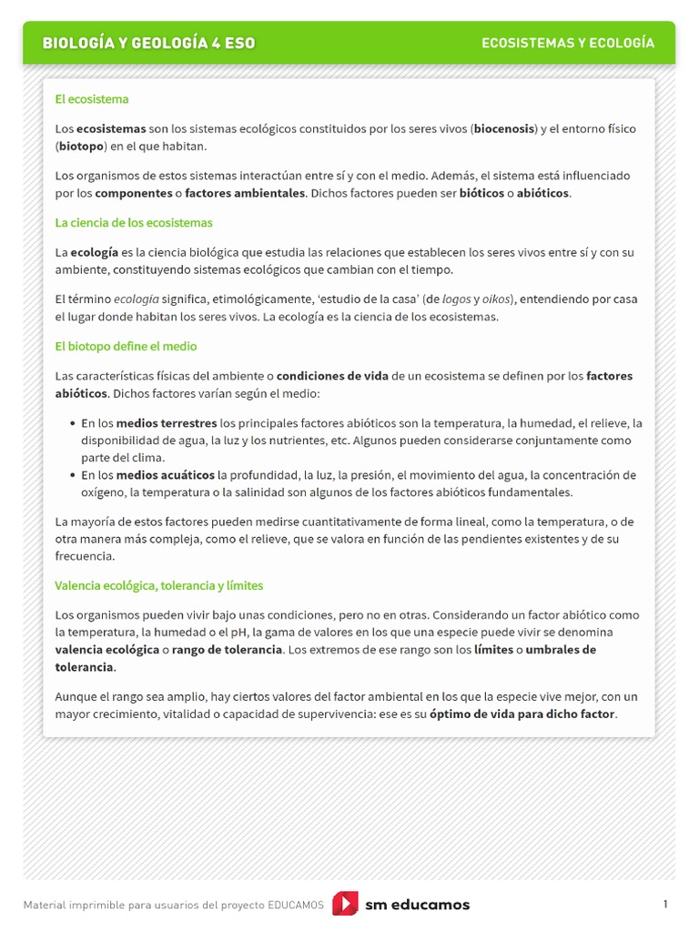 Resumen UN10 | PDF | Biología | Ecología