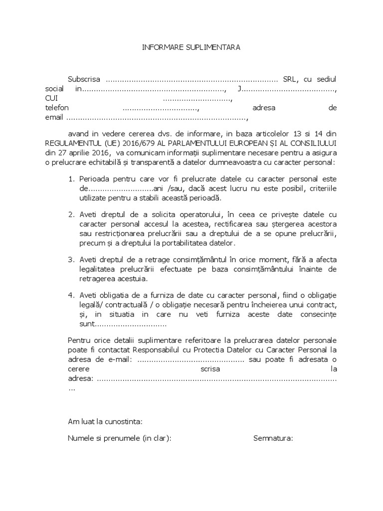 Informare Suplimentara | PDF