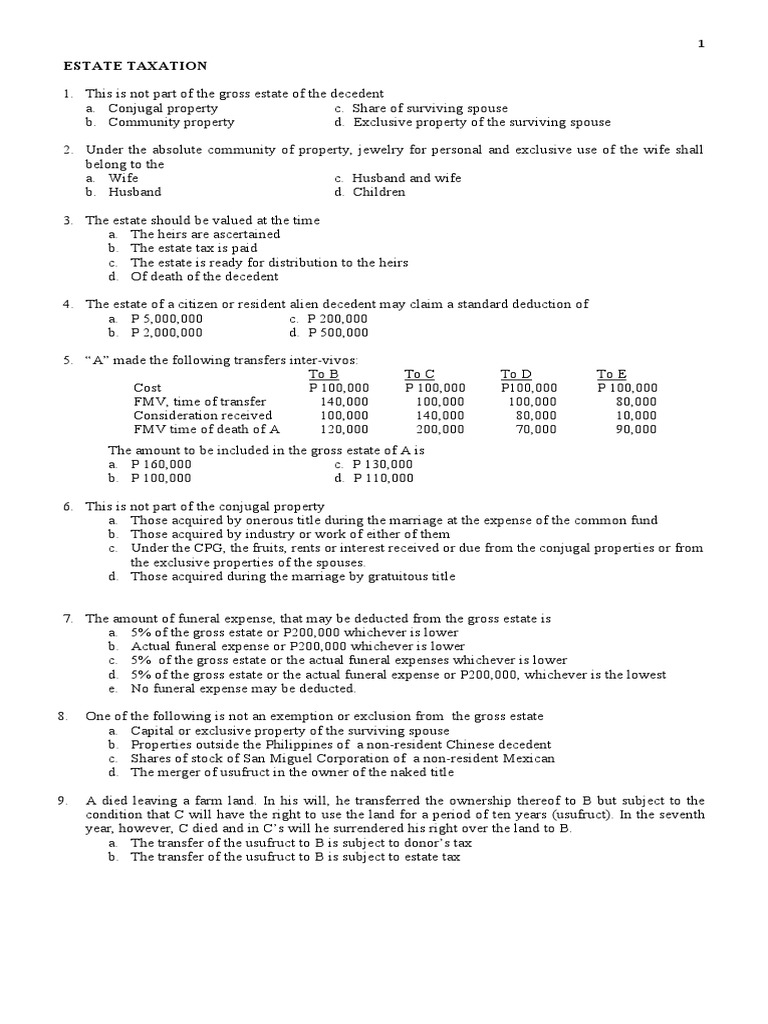 Estate Taxation and Settlement Guidelines | PDF | Estate Tax In The ...