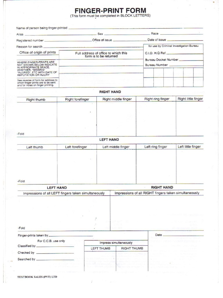 Fingerprint Form BOTH Sides PDF | PDF
