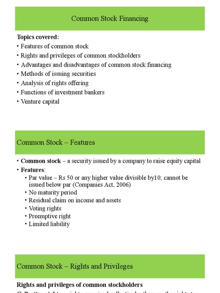 Common Stock Financing and Rights Offering | PDF | Stocks | Initial ...