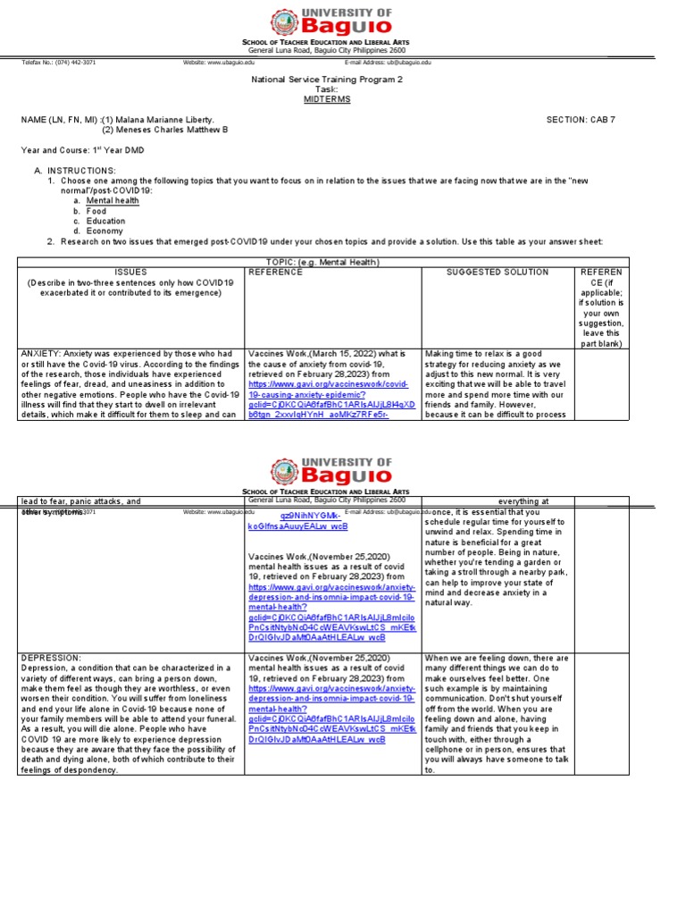 NSTP Midterms Activity 1 Meneses Charles Matthew B Malana Marianne