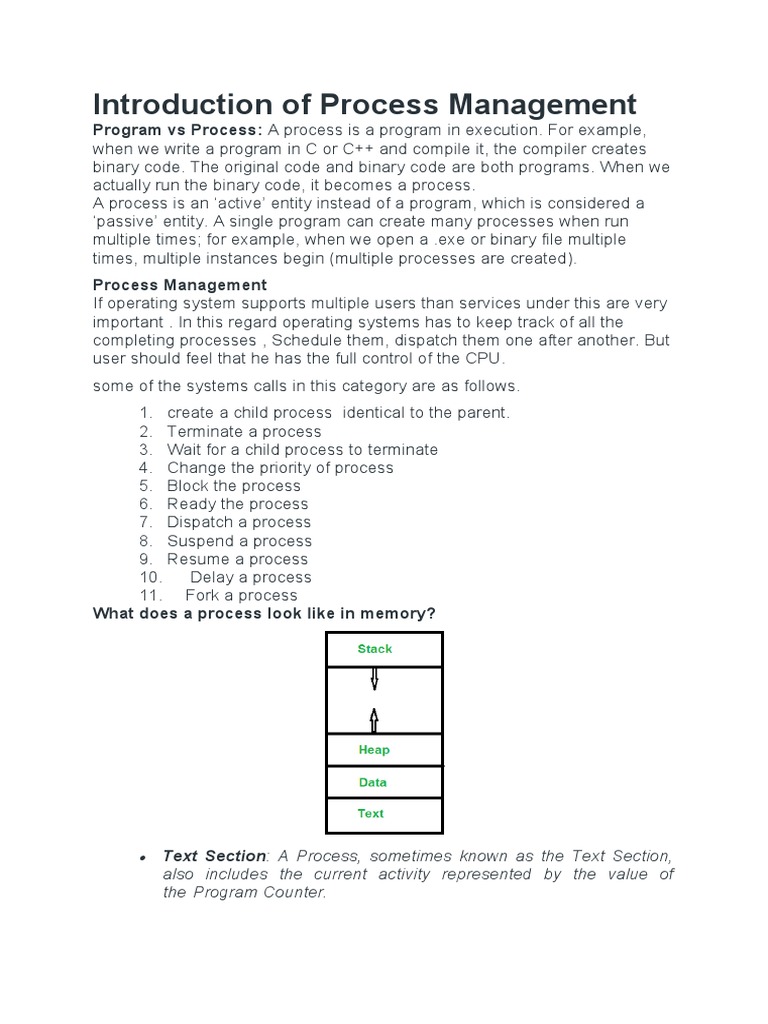 Introduction of Process Management | PDF | Process (Computing ...