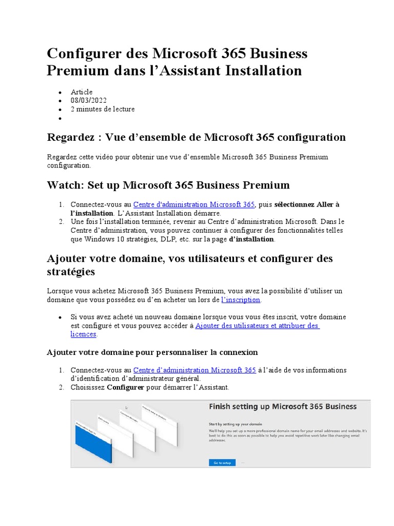 Guide de configuration de Microsoft 365 Premium | PDF | Microsoft ...