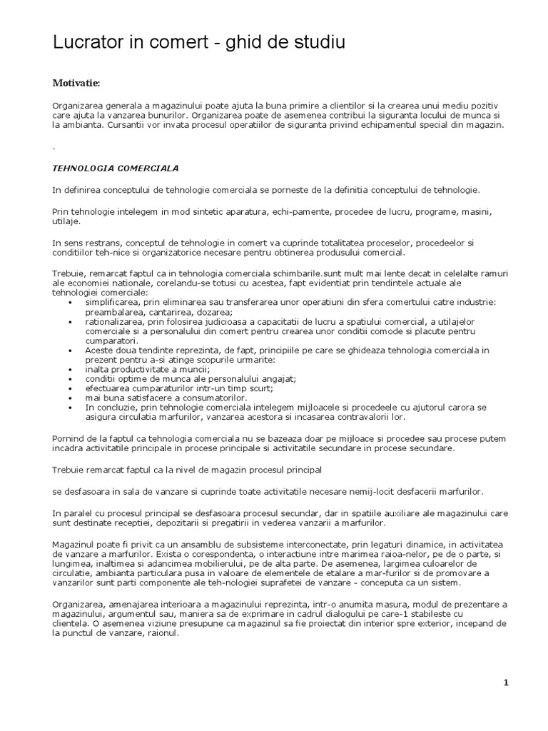 Lucrator in Comert GHID | PDF