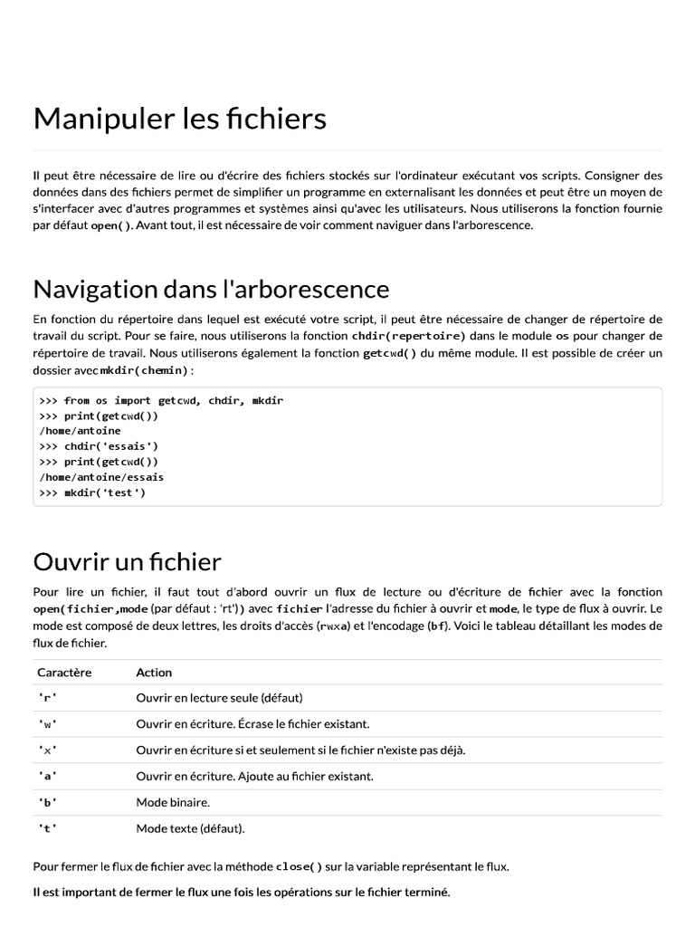 Manipulations de fichiers en Python | PDF | Informatique | Informatique