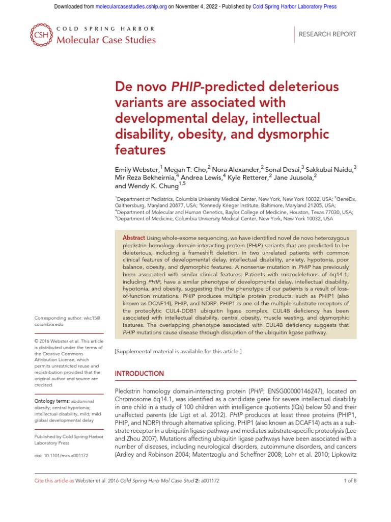 Cold Spring Harb Mol Case Stud2016stera001172 PDF Ubiquitin