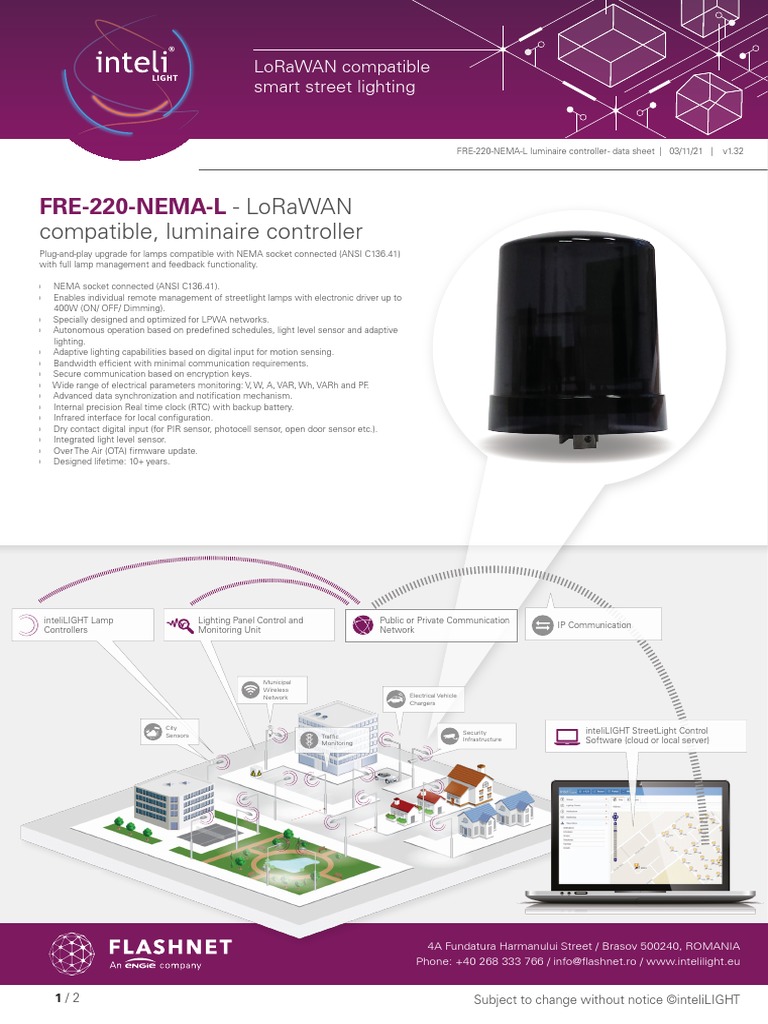 inteliLIGHT FRE 220 NEMA L LoRaWAN Compatible - Luminaire Controller ...