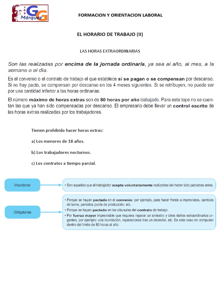 Horas Extra y Reducción de Jornada en Trabajo | PDF | Tiempo extraordinario
