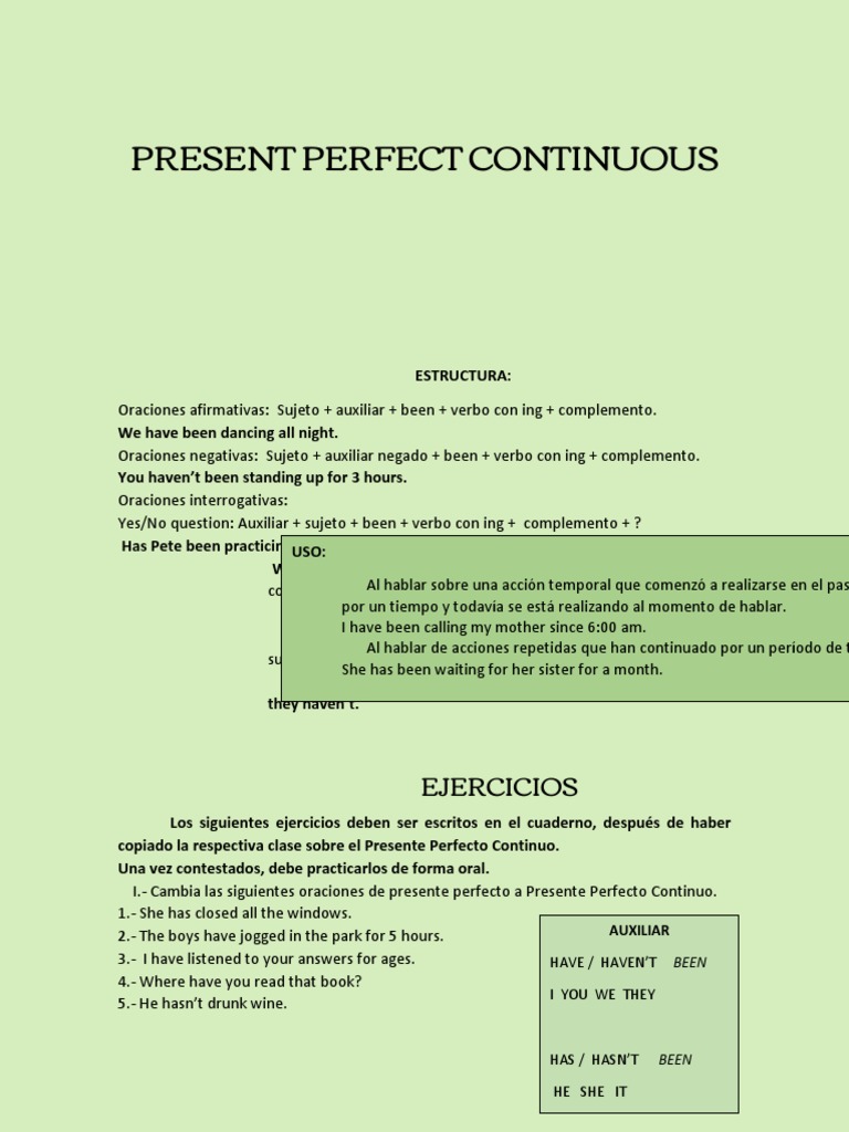 Ingles 4to Presente Perfecto | PDF